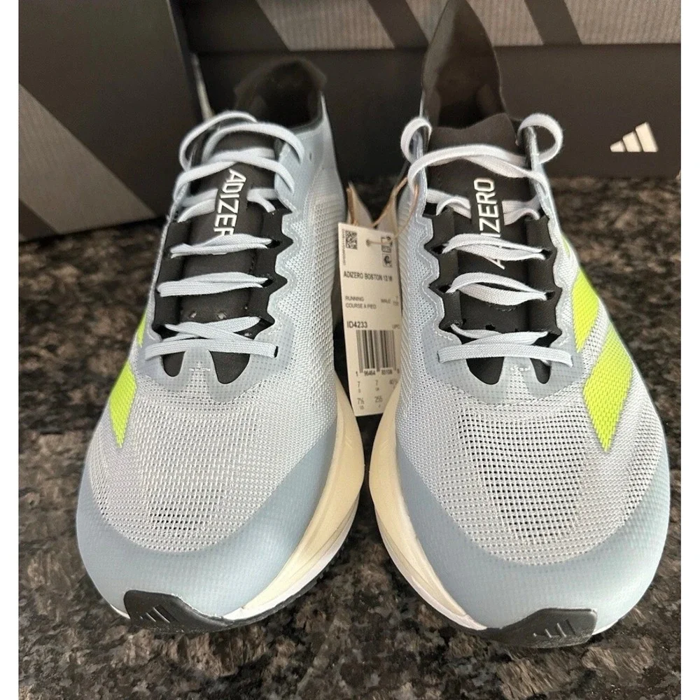 Adidas Adizero Boston 12 M Mens Running Shoes Wonder Blue Lucid Lemon ID4233